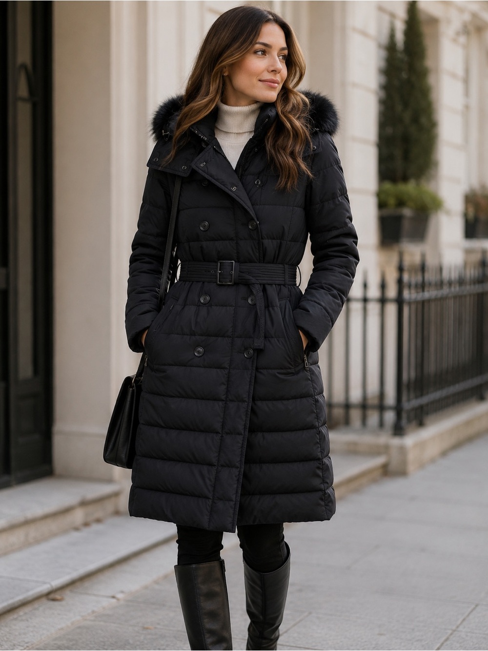 Burberry Brit Women's Black Quilted Belted Puffer Jacket - medium/large